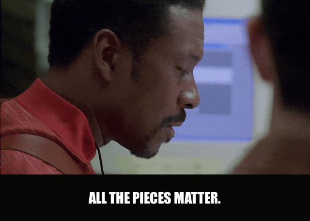 Clarke Peters in The Wire (2002), captioned "All the pieces matter.", Wise and Patient reaction animated GIF