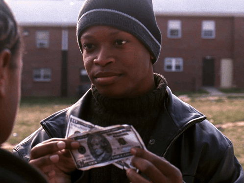 Money Be Green from The Wire (2002), captioned "Money be green.", Matter-Of-Fact and Amused reaction animated GIF