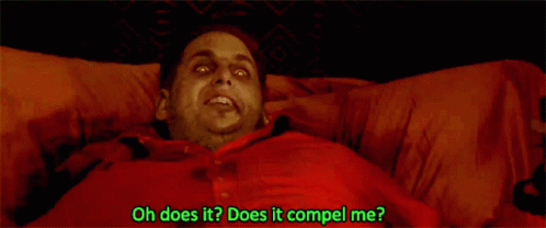 Jonah Hill in This Is the End (2013), Defiant and Possessed reaction animated GIF