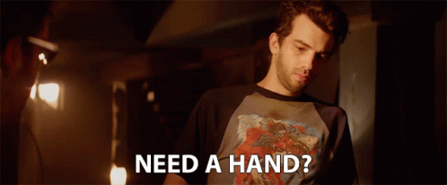 Jay Baruchel in This Is the End (2013), Helpful and Urgent reaction animated GIF