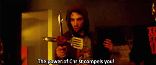 Jay Baruchel in This Is the End (2013), Intense and Panicked reaction animated GIF
