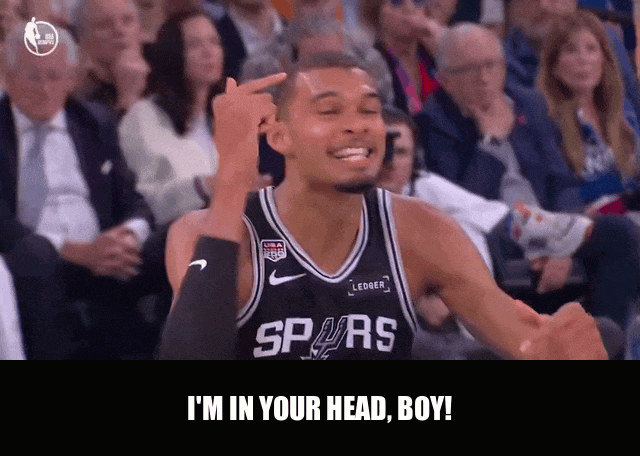 Victor Wembanyama in Victor Wembanyama (2026), captioned "I'm in your head, boy!", Cocky and Taunting reaction animated GIF