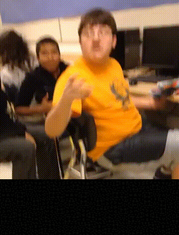 Ryan Beard in Vine (2013), captioned "You know what? I'm about to say it. I don't care that you broke your elbow.", Defiant and Blunt reaction animated GIF