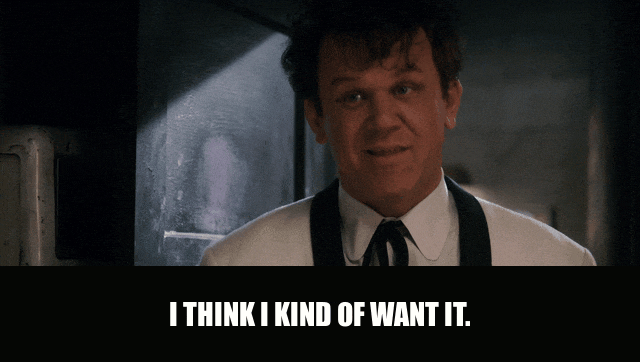 John C. Reilly in Walk Hard (2007), captioned "I think I kind of want it.", Tempted and Sheepish reaction animated GIF