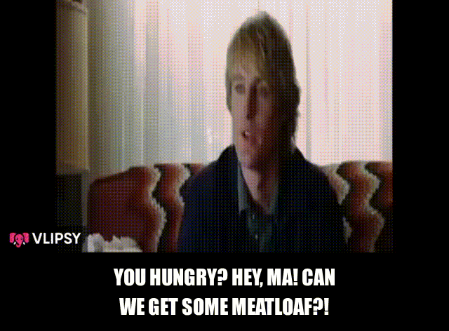 Will Ferrell and Owen Wilson in Wedding Crashers (2005), captioned "You hungry? Hey, Ma! Can we get some meatloaf?!", Funny and Awkward reaction animated GIF