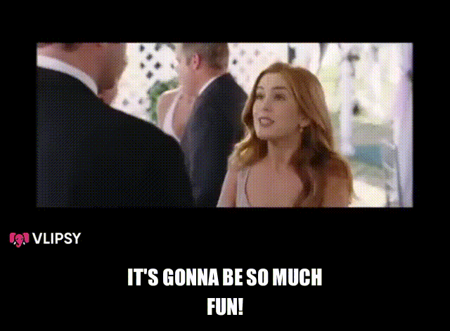 Isla Fisher and Owen Wilson in Wedding Crashers (2005), captioned "It's gonna be so much fun!", Funny and Awkward reaction animated GIF